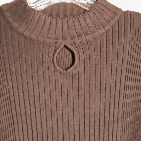 EUC Fiorlini International Sz L Black Mock Turtleneck Sweater Ribbed Keyhole - Picture 2 of 5